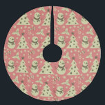 Retro Kerstbomen holly bessen ster snoep Kerstboom Rok<br><div class="desc">Naadloos patroon versierd met feestelijke kerstversiering op een roze achtergrond</div>