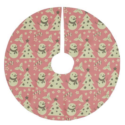 Retro Kerstbomen holly bessen ster snoep Kerstboom Rok (Voorkant)