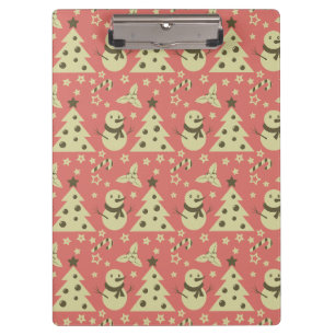 Retro Kerstbomen holly bessen ster snoep Klembord