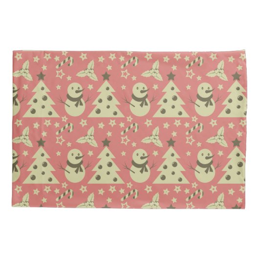 Retro Kerstbomen holly bessen ster snoep Kussensloop (Achterkant)