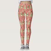 Retro Kerstbomen holly bessen ster snoep Leggings (Voorkant)