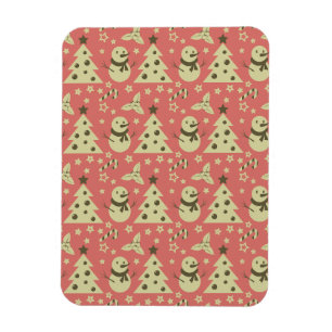 Retro Kerstbomen holly bessen ster snoep Magneet
