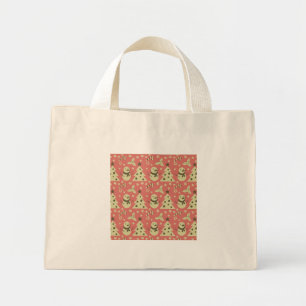 Retro Kerstbomen holly bessen ster snoep Mini Tote Bag