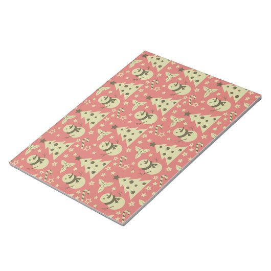 Retro Kerstbomen holly bessen ster snoep Notitieblok (Schuin)