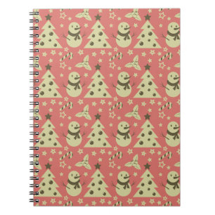 Retro Kerstbomen holly bessen ster snoep Notitieboek