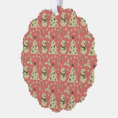 Retro Kerstbomen holly bessen ster snoep Ornament Kaart (Links)