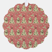 Retro Kerstbomen holly bessen ster snoep Ornament Kaart (Achterkant)