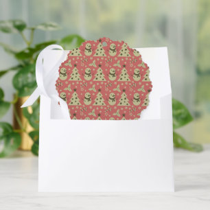 Retro Kerstbomen holly bessen ster snoep Ornament Kaart