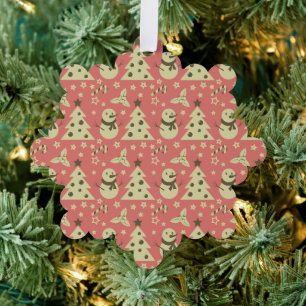Retro Kerstbomen holly bessen ster snoep Ornament Kaart