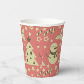 Retro Kerstbomen holly bessen ster snoep Papieren Bekers (Rechts)