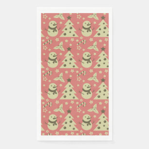 Retro Kerstbomen holly bessen ster snoep Servet