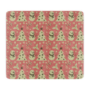 Retro Kerstbomen holly bessen ster snoep Snijplank
