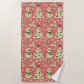 Retro Kerstbomen holly bessen ster snoep Strandlaken (Voorkant)