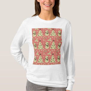 Retro Kerstbomen holly bessen ster snoep T-shirt