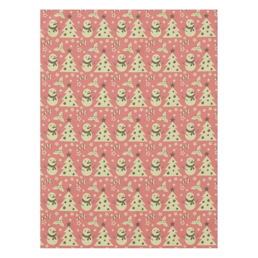 Retro Kerstbomen holly bessen ster snoep Tafelkleed (Voorkant)