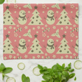 Retro Kerstbomen holly bessen ster snoep Theedoek (Gevouwen)