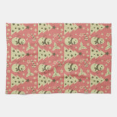 Retro Kerstbomen holly bessen ster snoep Theedoek (Horizontaal)