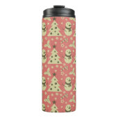 Retro Kerstbomen holly bessen ster snoep Thermosbeker (Voorkant)