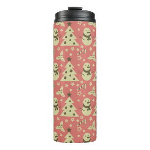 Retro Kerstbomen holly bessen ster snoep Thermosbeker