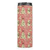 Retro Kerstbomen holly bessen ster snoep Thermosbeker (Achterkant)