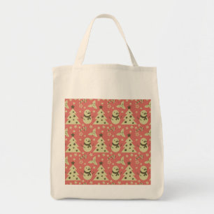Retro Kerstbomen holly bessen ster snoep Tote Bag