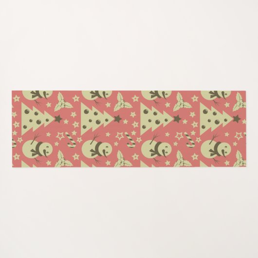 Retro Kerstbomen holly bessen ster snoep Yogamat (Achterkant (horizontaal))