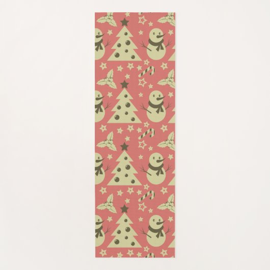 Retro Kerstbomen holly bessen ster snoep Yogamat (Voorkant)