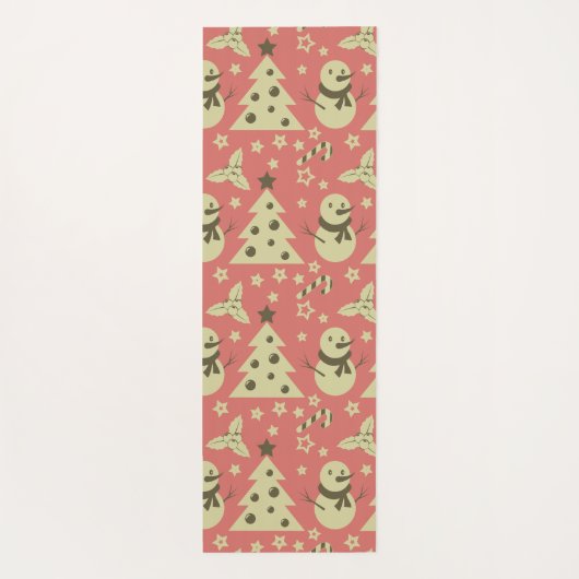 Retro Kerstbomen holly bessen ster snoep Yogamat (Achterkant)