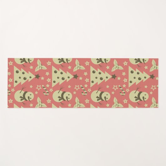 Retro Kerstbomen holly bessen ster snoep Yogamat (Voorkant (horizontaal))