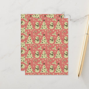 Retro kerstbomen hulstbes ster snoepstok  briefkaart