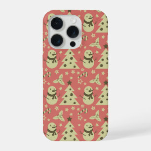 Retro kerstbomen hulstbes ster snoepstok iPhone 15 pro case