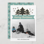 Retro kerstbomen I Foto kerstcadeautje Feestdagenkaart (Voorkant / Achterkant)