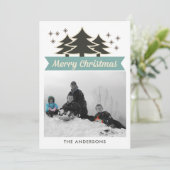 Retro kerstbomen I Foto kerstcadeautje Feestdagenkaart (Staand voorkant)