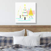 retro kerstbomen in mid century modern stijl canvas afdruk (Insitu (Slaapkamer))
