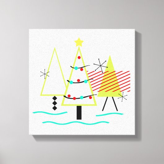 retro kerstbomen in mid century modern stijl canvas afdruk (Voorkant)