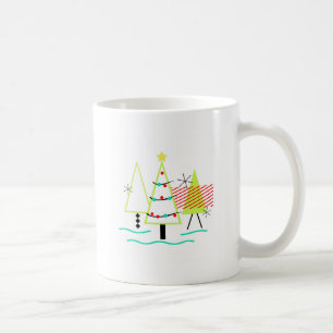 retro kerstbomen in mid century modern stijl koffiemok