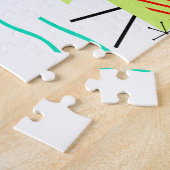 retro kerstbomen in mid century modern stijl legpuzzel (Zijkant)