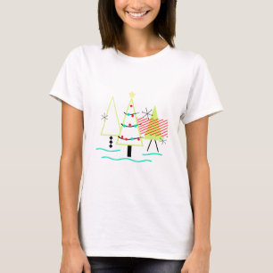 retro kerstbomen in mid century modern stijl t-shirt