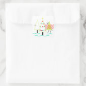 retro kerstbomen in mid century modern stijl vierkante sticker (Tas)