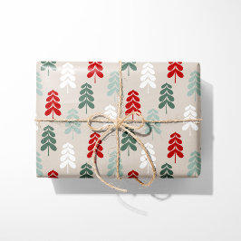 Retro Kerstbomen Inpakpapier