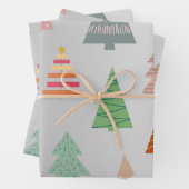 Retro kerstbomen inpakpapier vel (In situ)