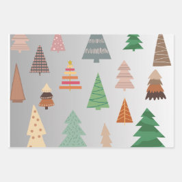 Retro kerstbomen inpakpapier vel