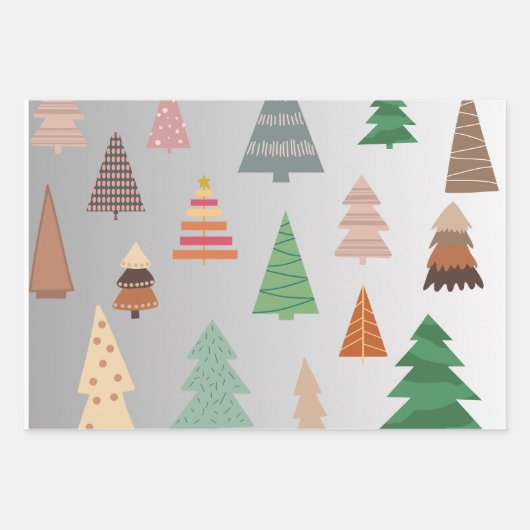 Retro kerstbomen inpakpapier vel (Voorkant)