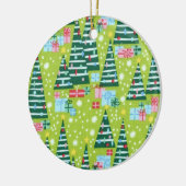 Retro kerstbomen keramisch ornament (Links)