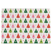 Retro kerstbomen met papierbladen groot cadeauzakje (Voorkant)