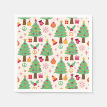 Retro Kerstbomen Met Vredesteken Patroon