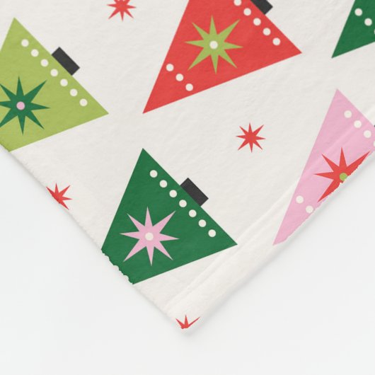 Retro Kerstbomen rood en roze Fleece Deken (Hoek)