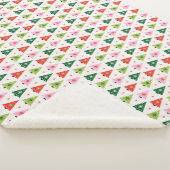 Retro Kerstbomen rood, groen en roze Sherpa Deken (3/4)