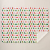 Retro Kerstbomen rood, groen en roze Sherpa Deken (Voorkant (horizontaal))