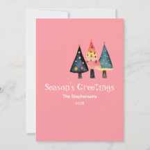 Retro kerstbomen Schattigee roze vlakke vakantie K